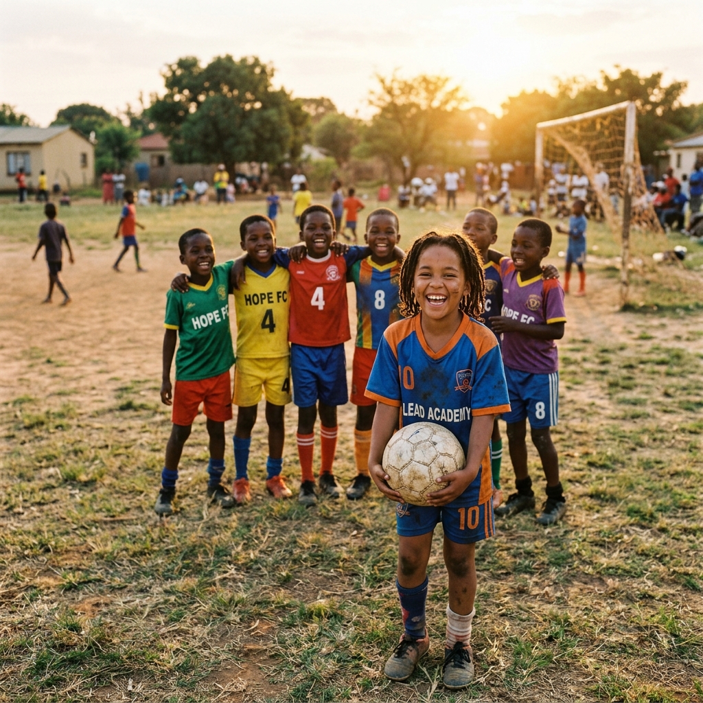 Niños playing soccer